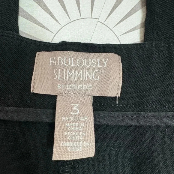 Chicos Women’s Black‎ Flat Front Pants Fabulously Slimming Chicos Size 3 - Picture 3 of 8